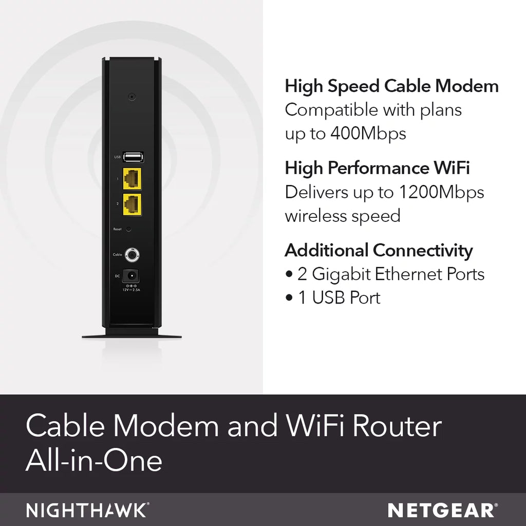 AC1200 DOCSIS 3.0 Cable Modem + WiFi Router M702