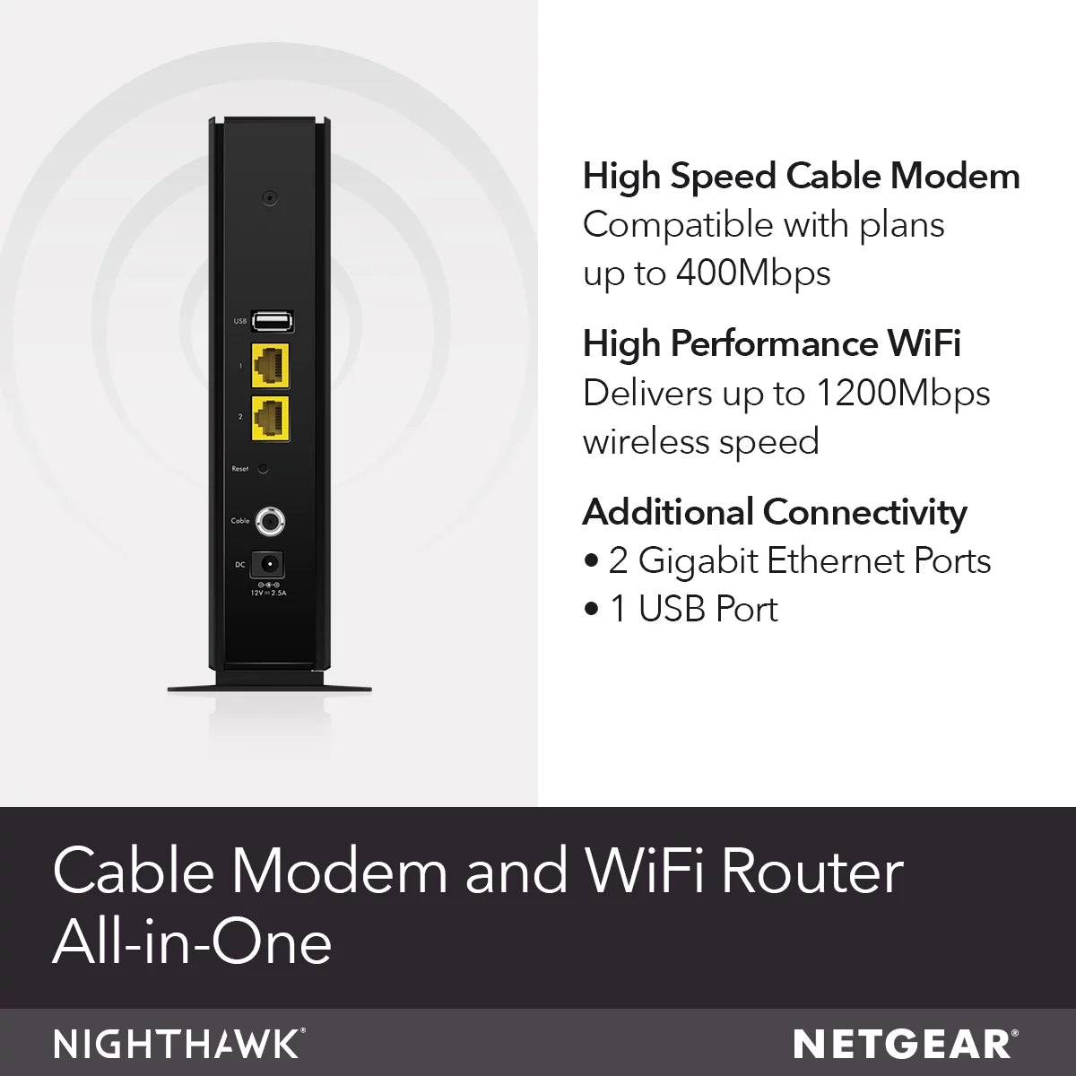 AC1200 DOCSIS 3.0 Cable Modem + WiFi Router M702