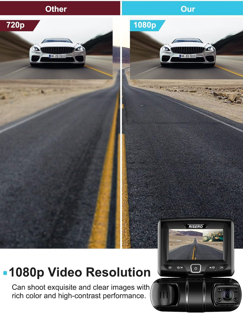 Dual Dash Cam Front and Rear 1080P Car Dashboard Camera Recorder Y344