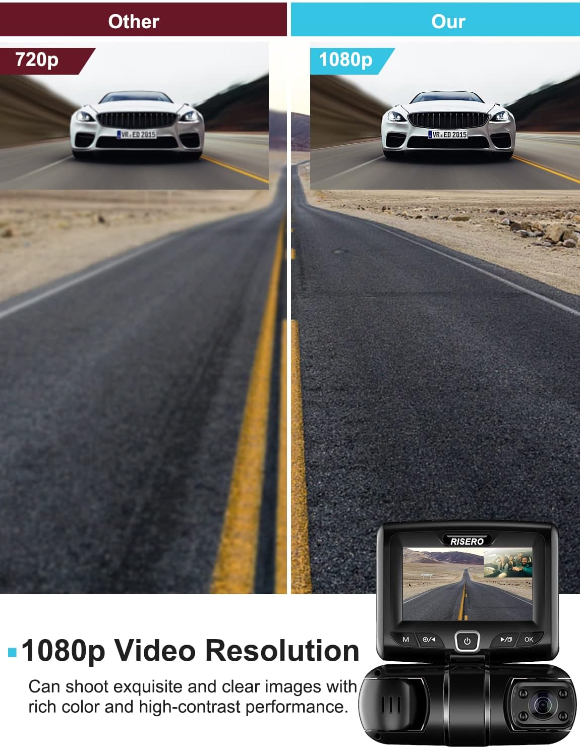 Dual Dash Cam Front and Rear 1080P Car Dashboard Camera Recorder Y344