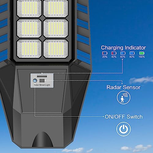 2 Pack 3200W Solar Street Lights with Motion Sensor IP66 6500K Z952375