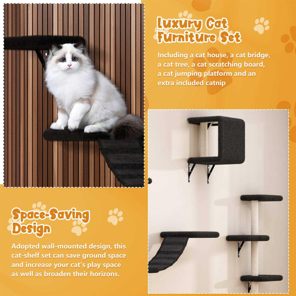 Wall Mounted Shelves Set Cat Tree Q681