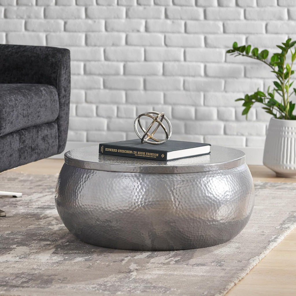 29" Solid Aluminum Round Drum Coffee Table H858293