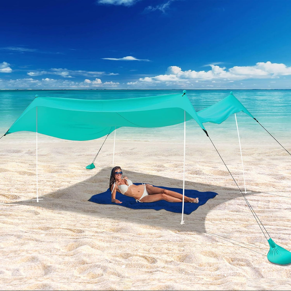 UPF 50+ Wind Resistant Portable Beach Canopy 10X10 FT K30019