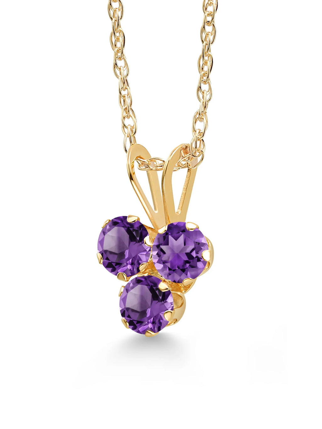 14K Yellow Gold Purple Amethyst Pendant Necklace K551