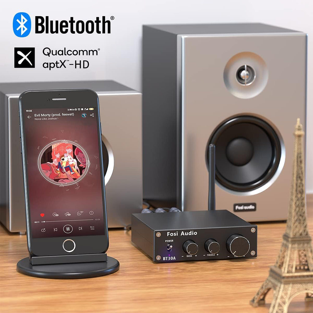 Bluetooth 5.0 Stereo Audio Amplifier 2.1 Channel Class D Mini Hi-Fi Integrated Digital Amp with Bass and Treble Control 50Watt x2+100Watt for Home Passive Speakers Subwoofer Pack of 2 Y7992