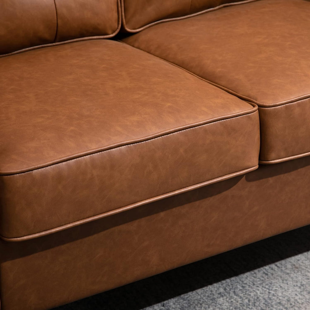 Brown 2-Seater PU Leather Loveseat J489