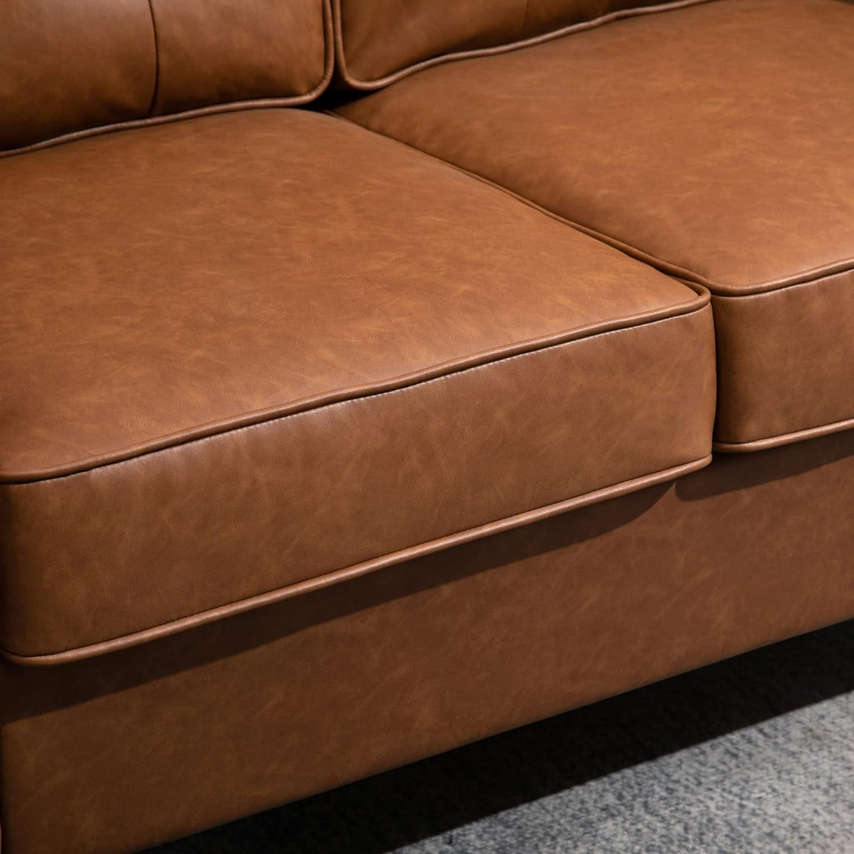 Brown 2-Seater PU Leather Loveseat J489