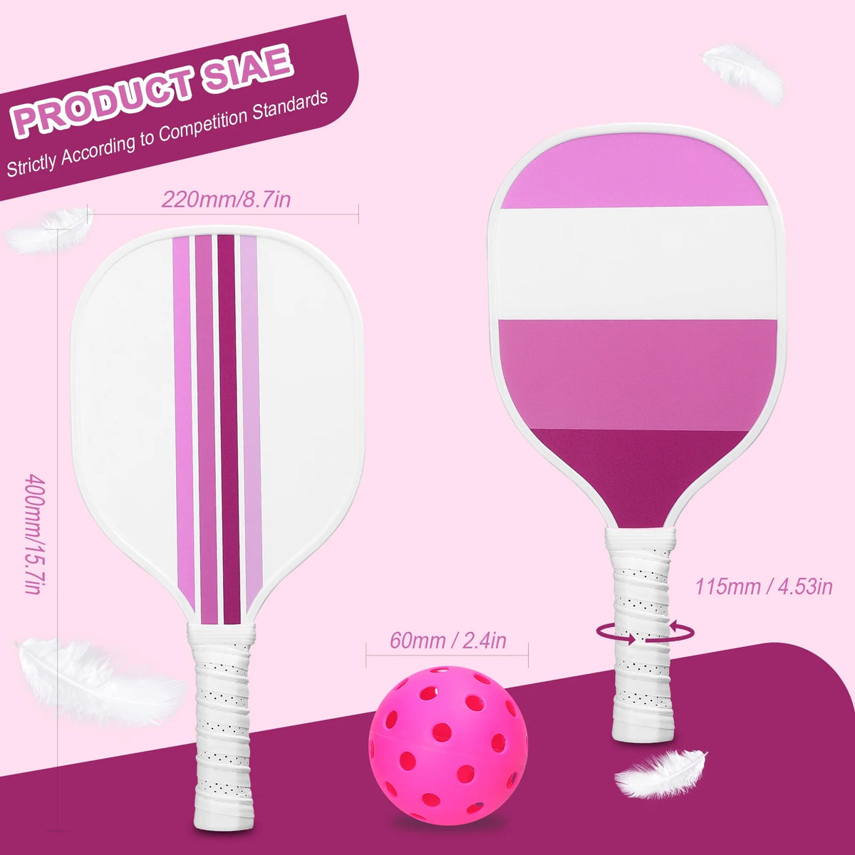 USAPA Approved Pickleball Set of 4 with 4 Balls Pink B400394