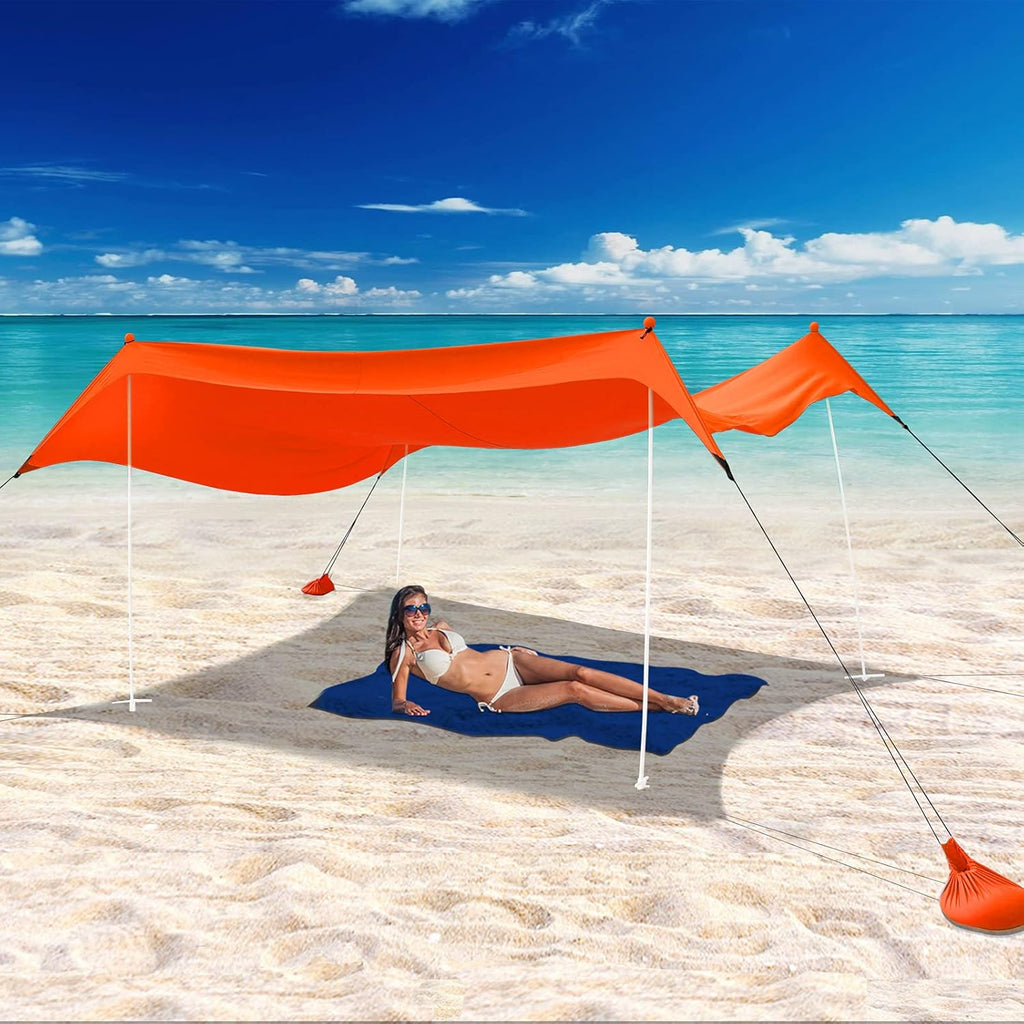 UPF 50+ Wind Resistant Portable Beach Canopy 10X10 FT K30019