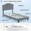 Twin Size Velvet Upholstered Platform Bed Frame with Headboard R12244