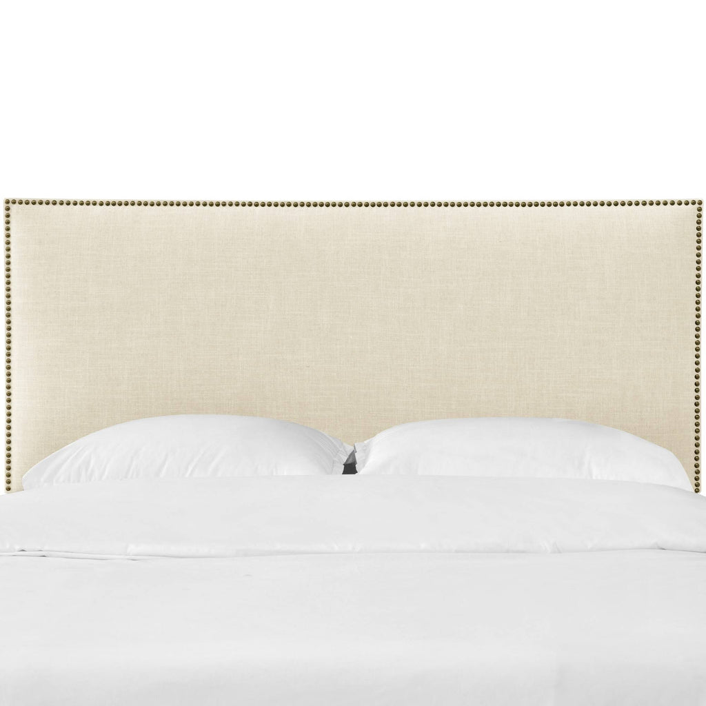 Cream Linen Headboard with Brass Nailbuttons N582295