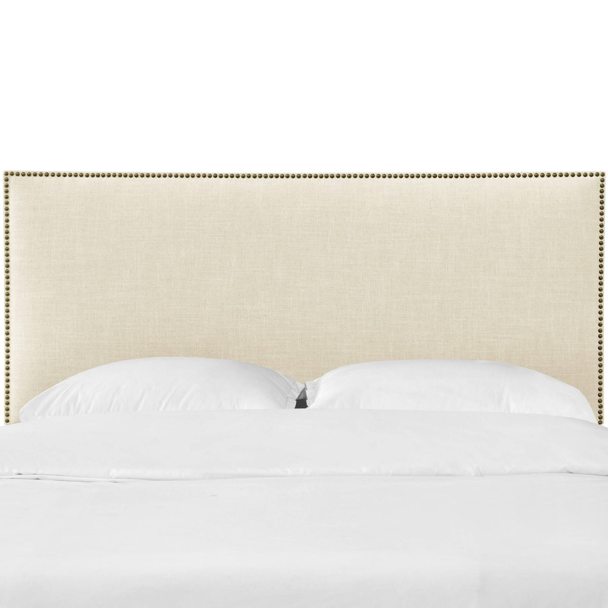 Cream Linen Headboard with Brass Nailbuttons N582295