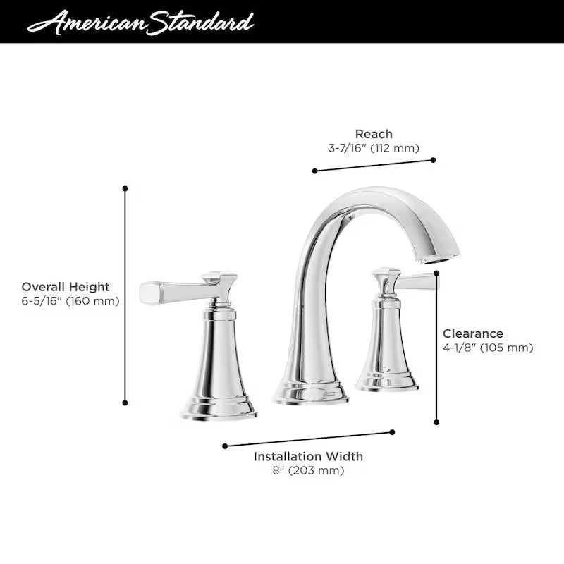 8 in. Widespread Double Handle Bathroom Faucet Polished Chrome 2-Pack V175