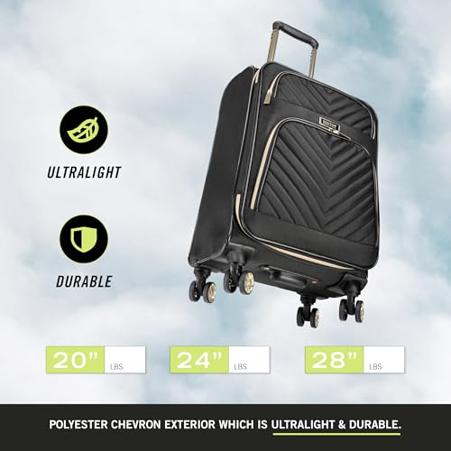 Black 24-Inch Quilted Luggage T626