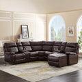 Brown PU Leather L Shape Reclining Sectional Sofa Y755137