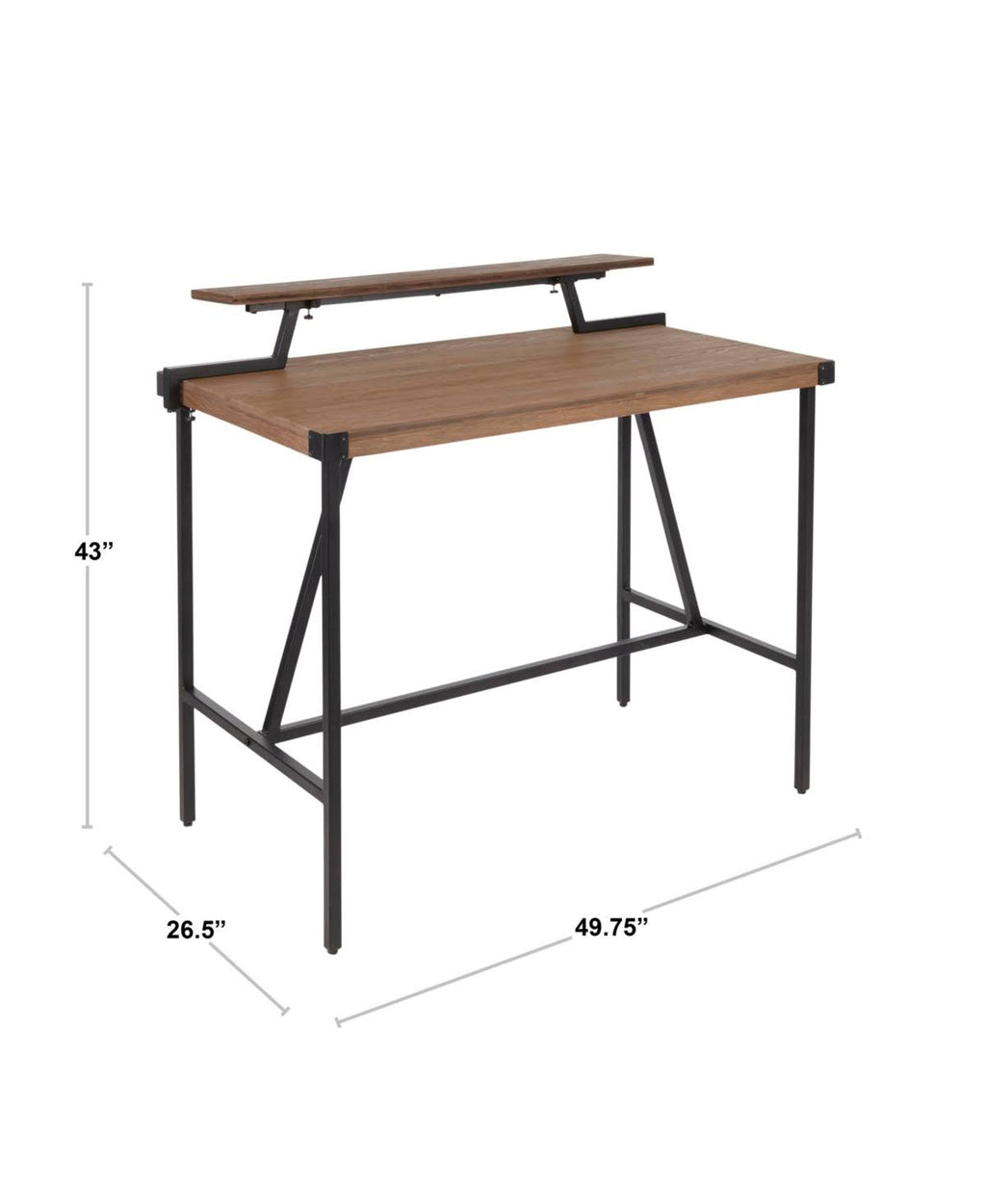 Industrial Counter Table in Black Metal and Brown Wood J757