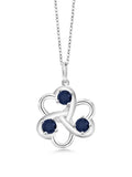 925 Sterling Silver Blue Sapphire Pendant With Chain S388888