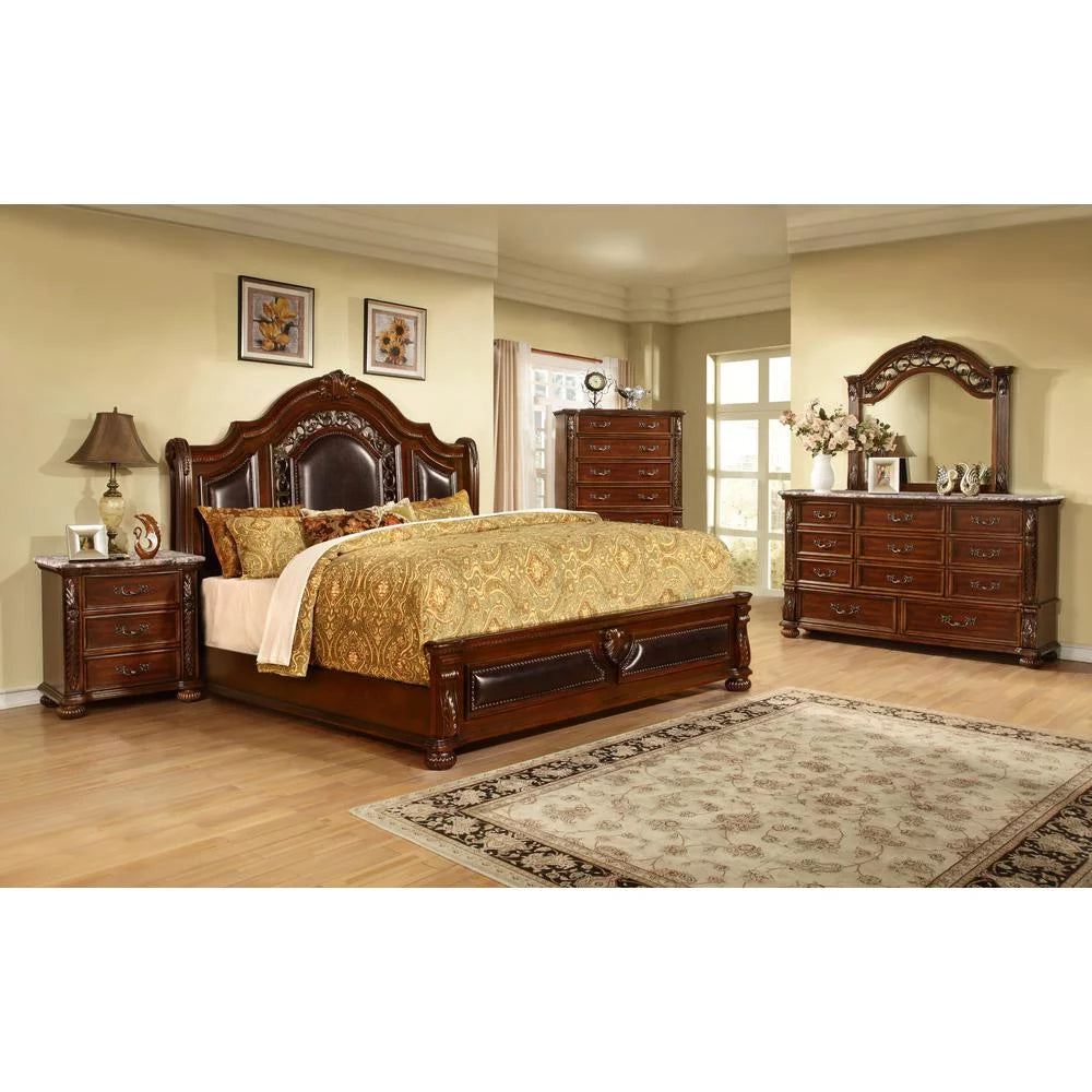 Cherry Wood Queen Platform Bed H2079