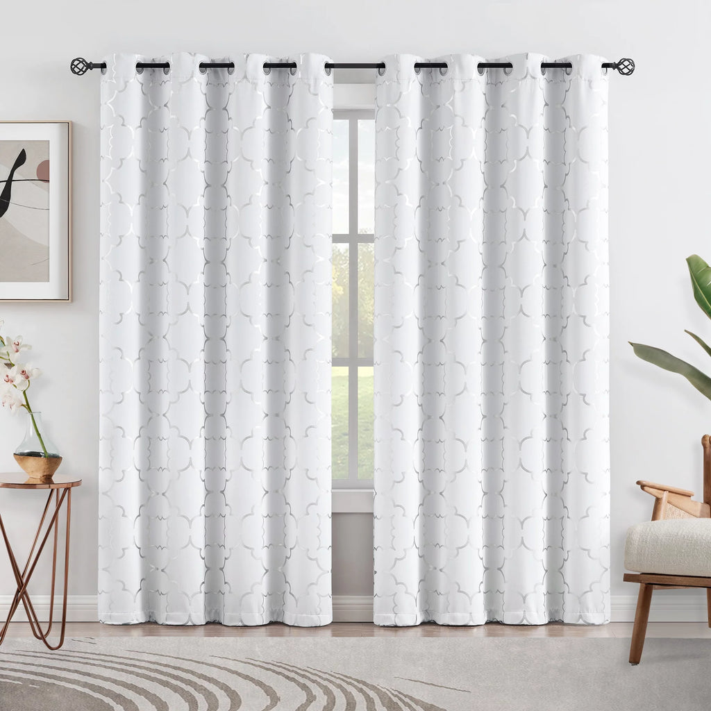 White Blackout Window Curtain 2 Panels 52"Wx84"L G702