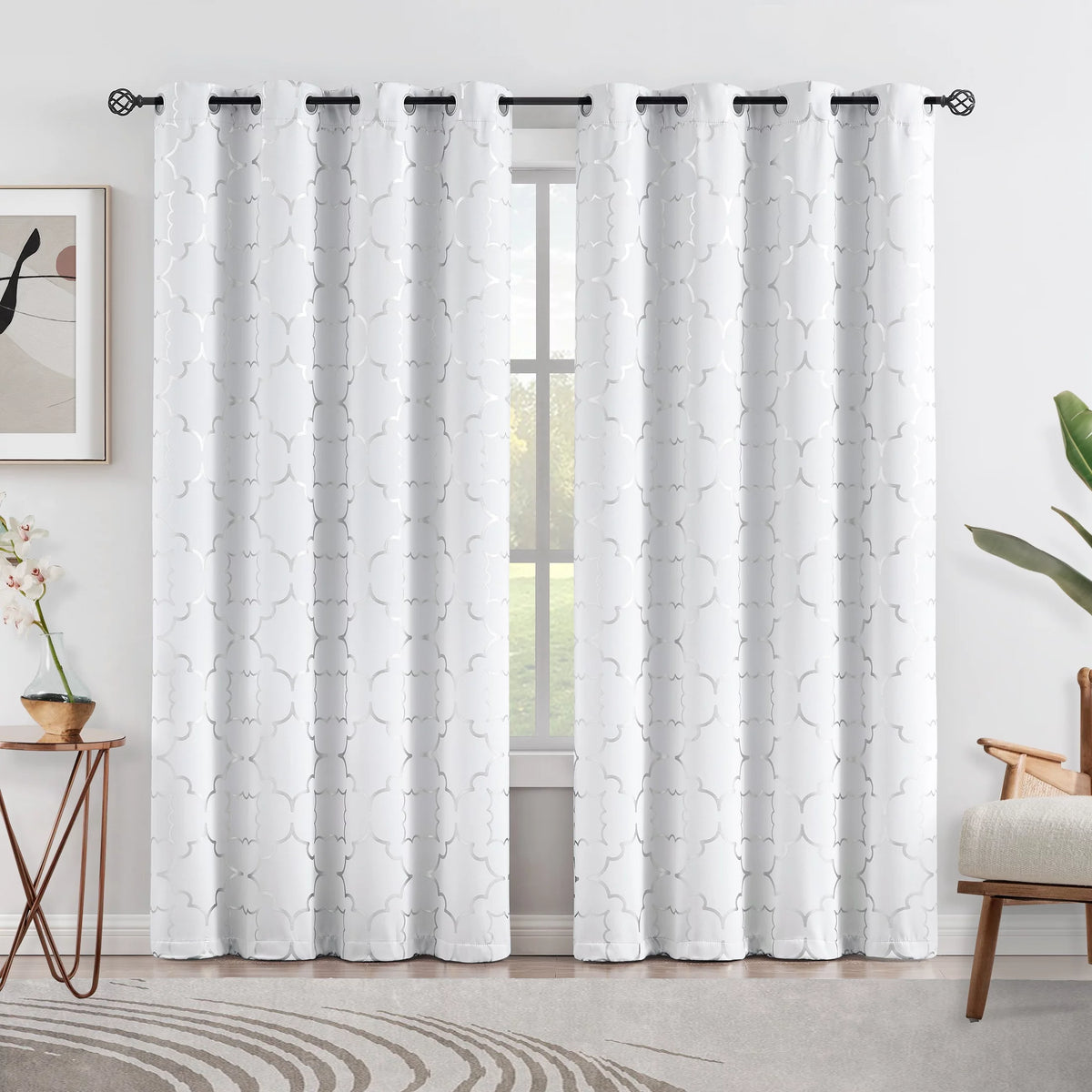 White Blackout Window Curtain 2 Panels 52"Wx84"L G702