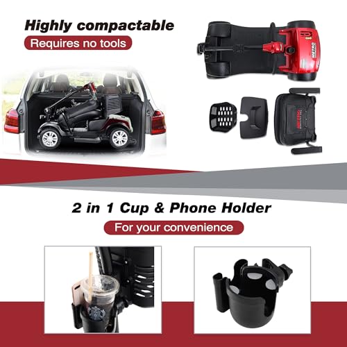 Red Foldable Electric Mobility Scooter with Basket E449