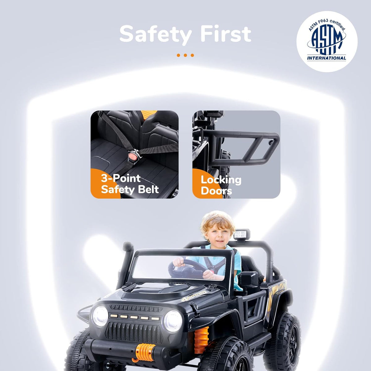 Black Kids Ride On Car with Parent Remote Control K633