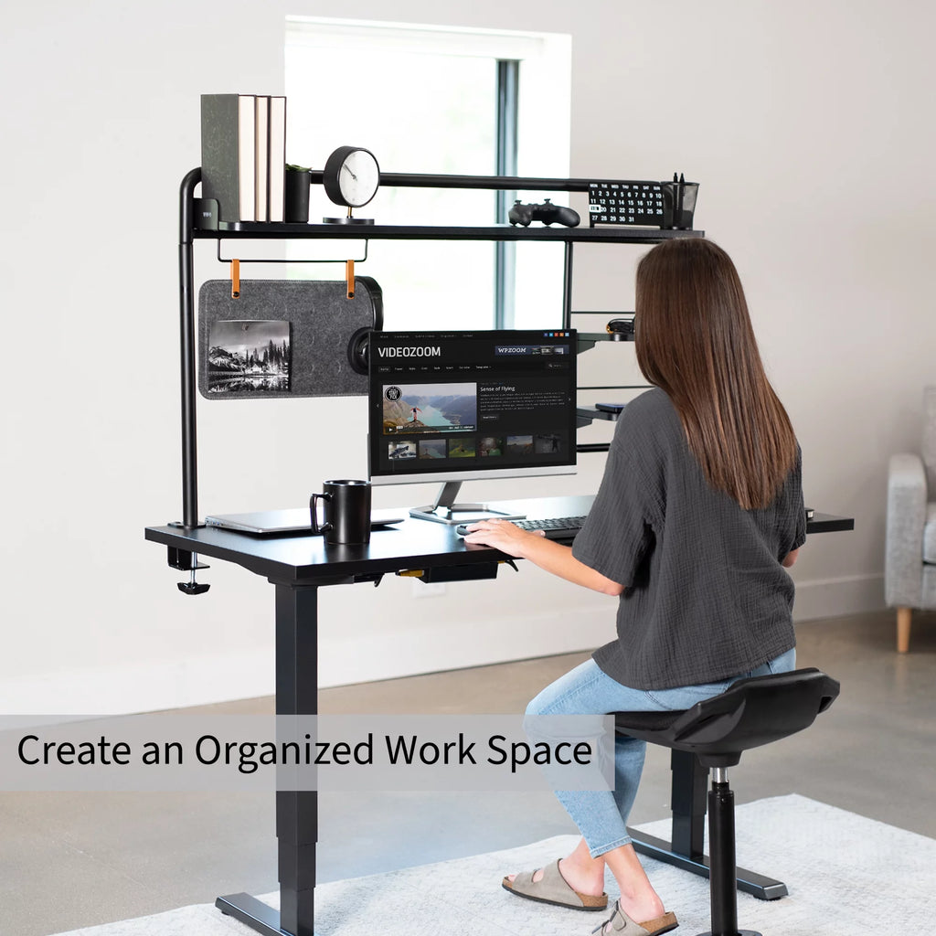 Clamp-on Desktop Shelving System with Magnetic Memo Board U93672