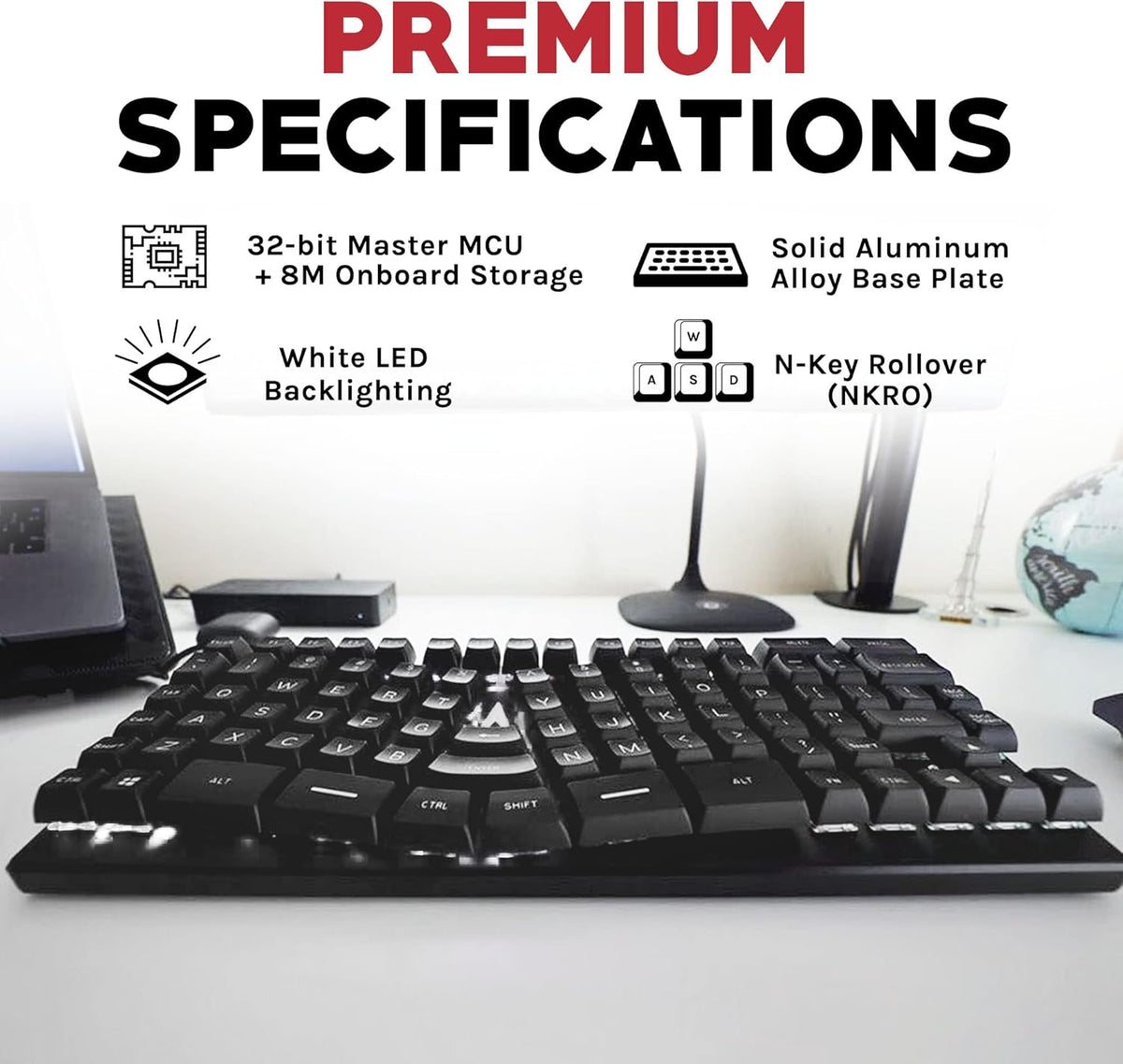 Black Ergonomic Mechanical Keyboard M609