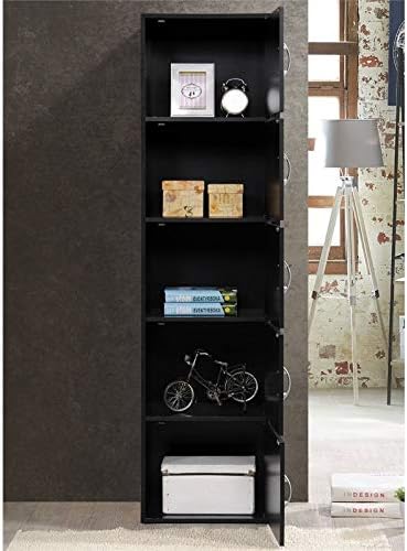 5 Shelf 5 Door Black Bookcase J597551