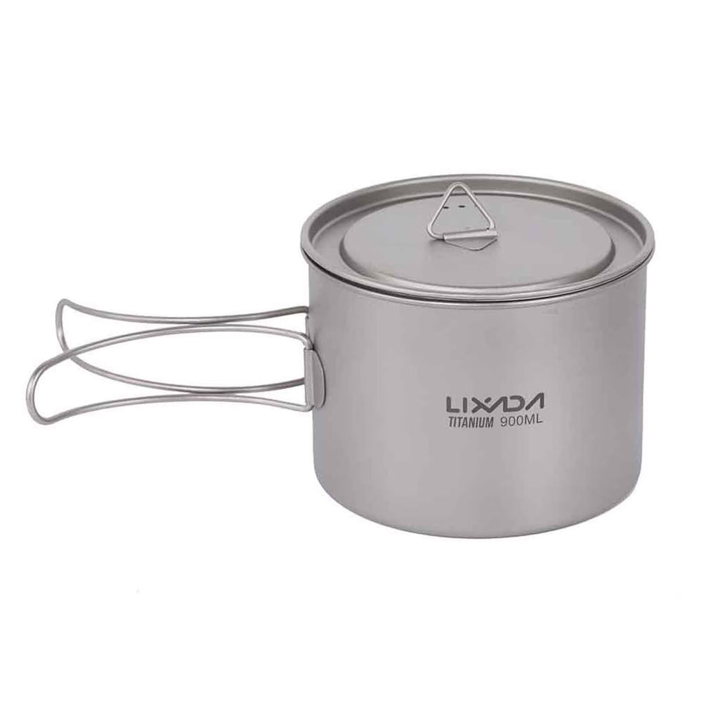 900ml Titanium Cup Pot with Lid and Foldable Handle C236