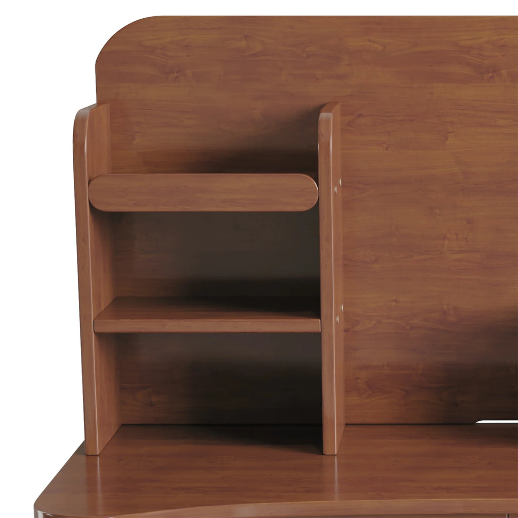 Kids Desk and Chair Set Wooden with Bookshelf and Two Drawers Q9184