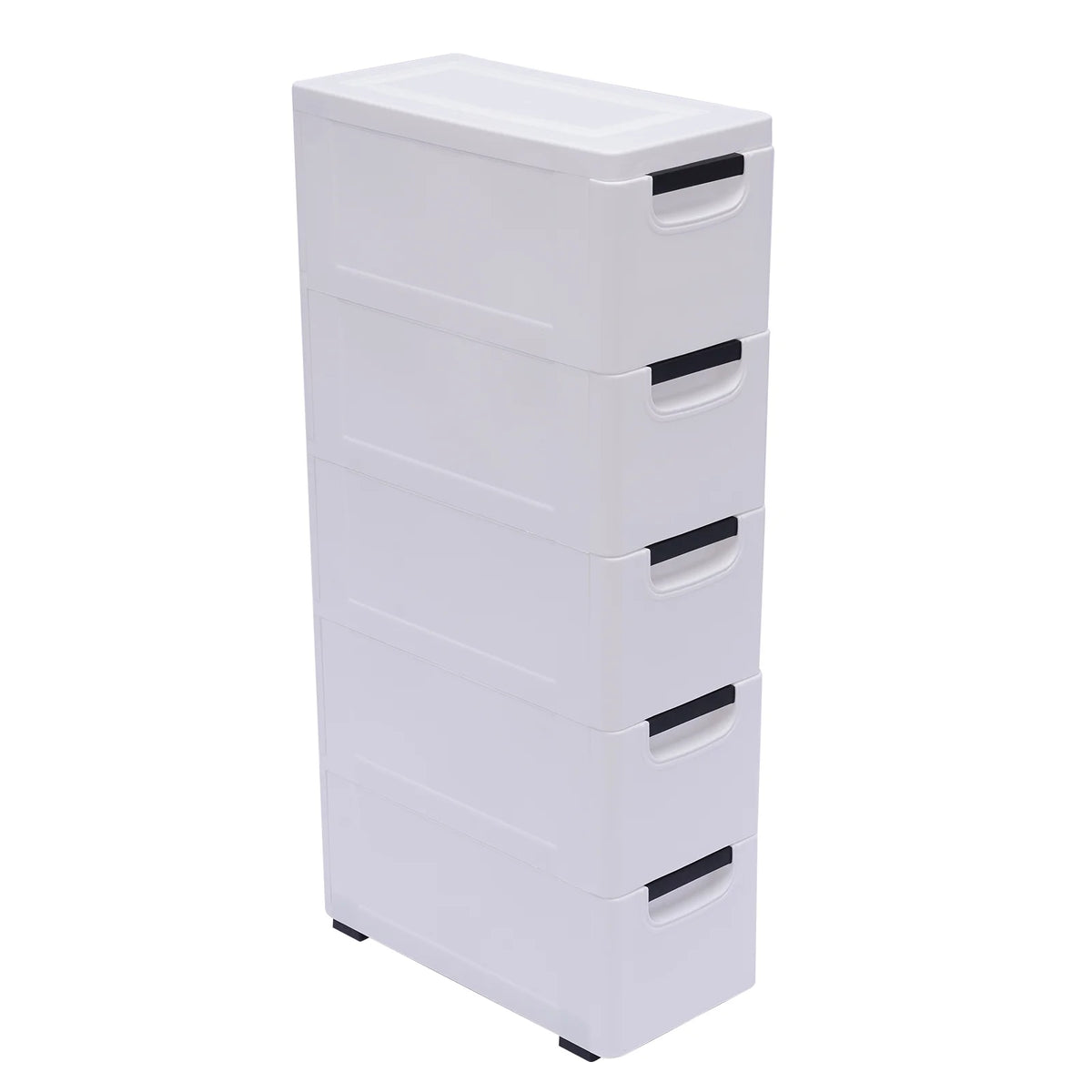 White 5 Drawer Plastic Dresser Storage Cabinet D576878
