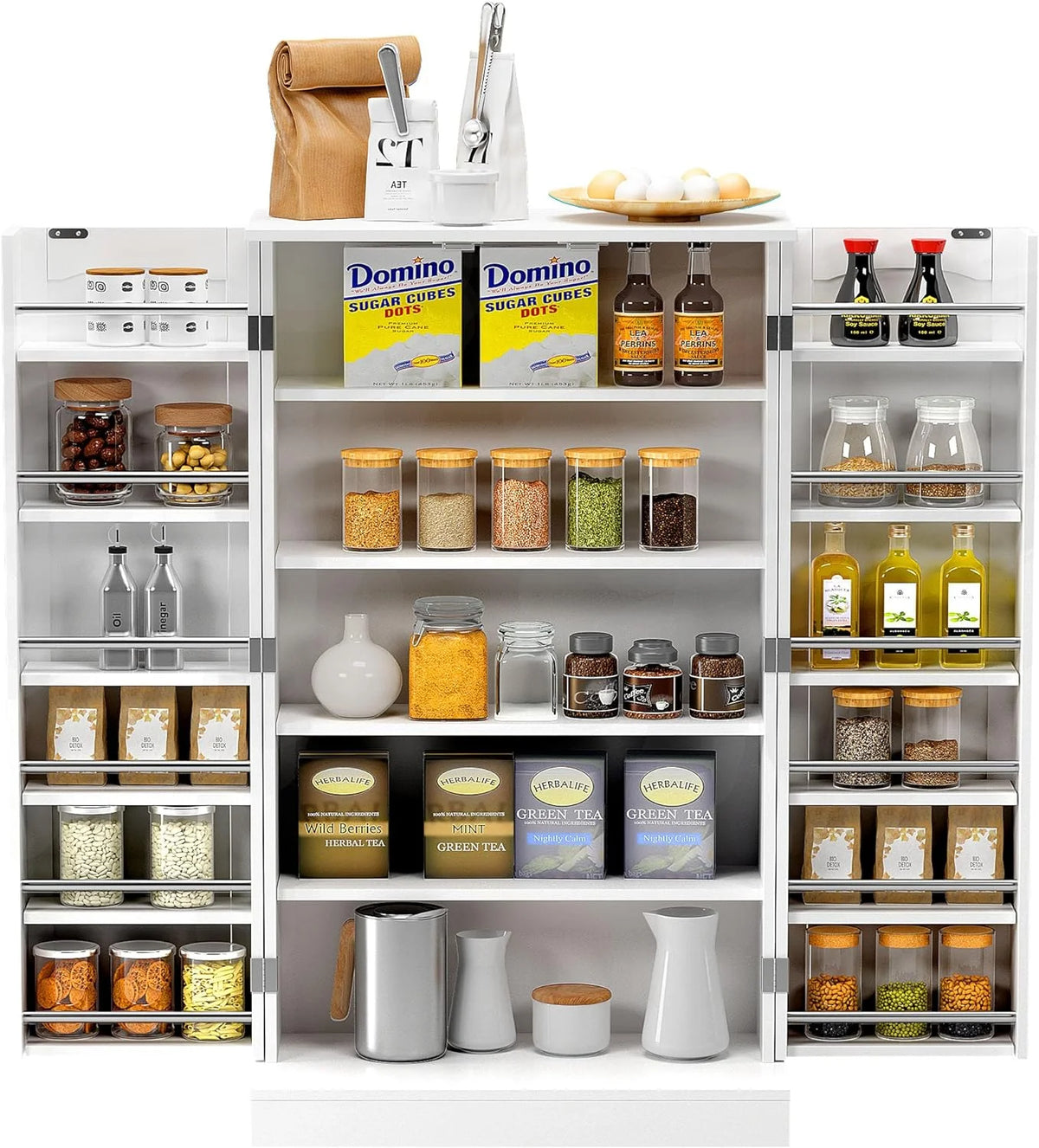 41" Kitchen Pantry Storage Cabinet with Doors and Adjustable Shelves Q6980