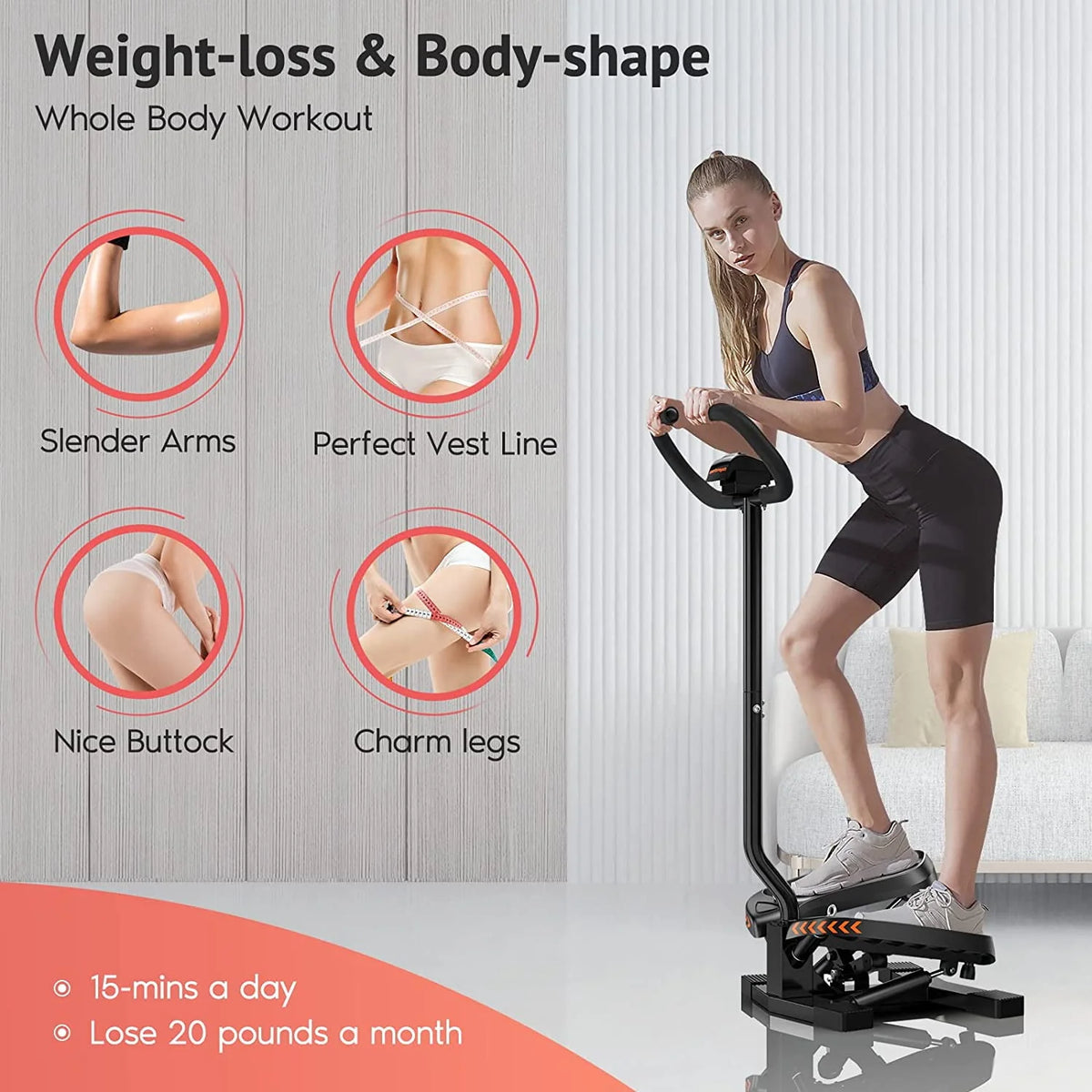 Portable Stair Stepper with Resistance Band D353290
