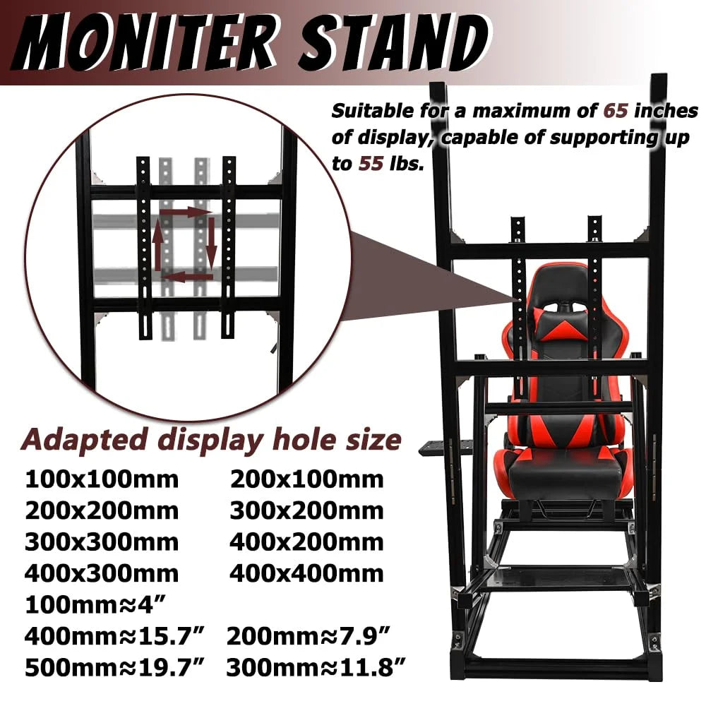 F1 Racing Simulator Cockpit with Monitor Stand Seat V908524
