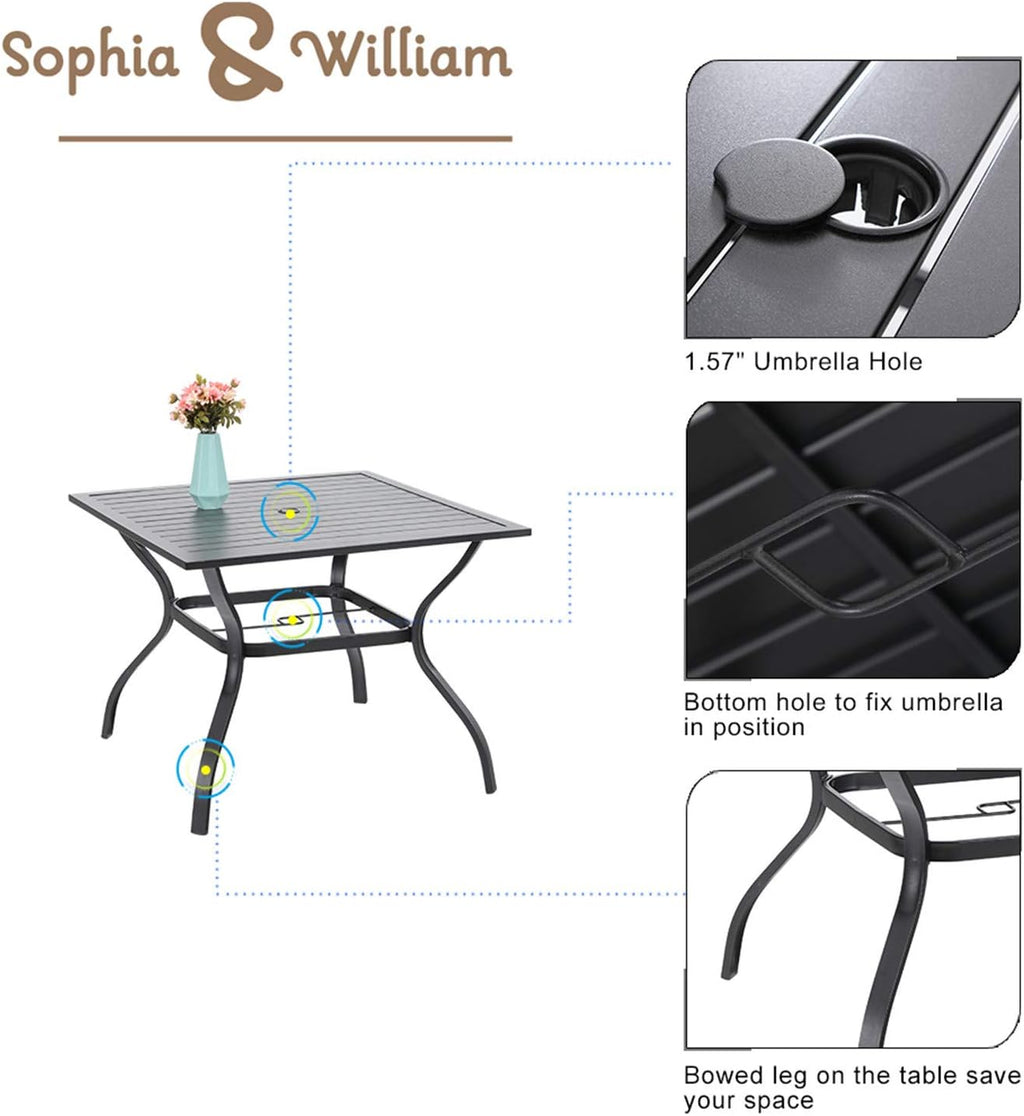 5 Pieces Patio Dining Set with 4 Chairs and 1 Square Table A9445