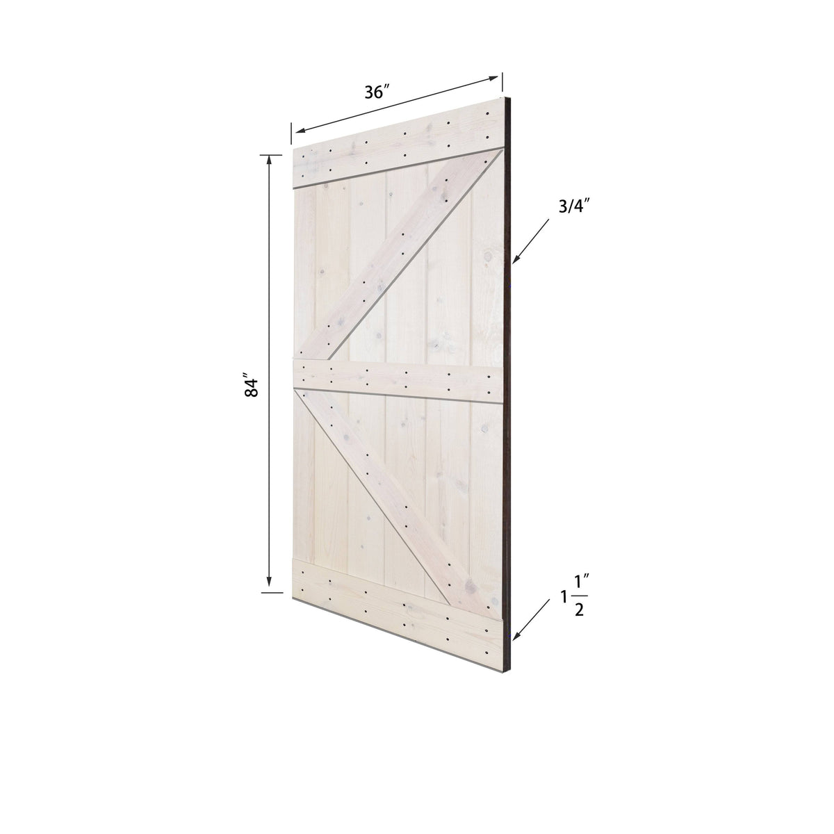 Paneled Wood Barn Door with Installation Hardware Kit V58947