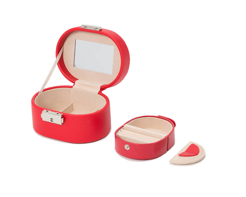 Red Saffiano Mini Oval Box I777