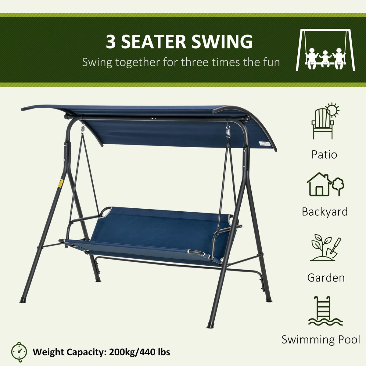 Dark Blue Steel Porch Swing K36910