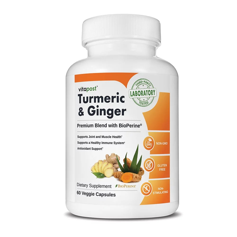 Turmeric & Ginger Supplement with BioPerine 60 Capsules V855876