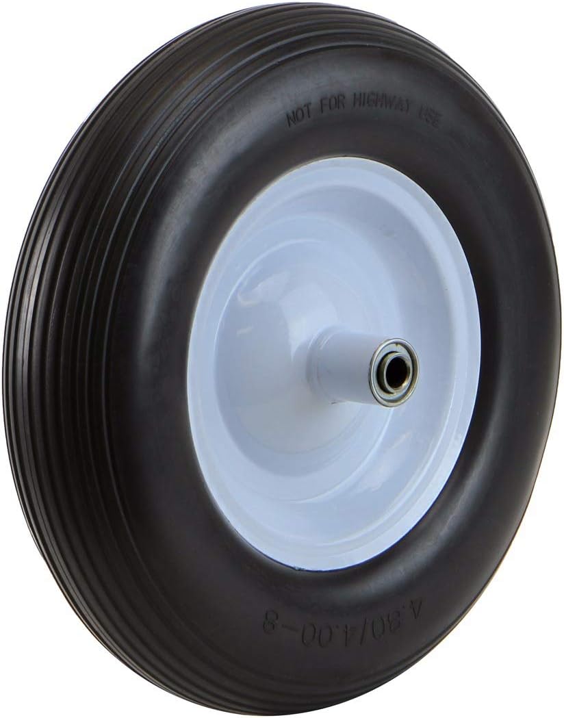 16" Flat-Free Solid Wheelbarrow Cart Wagon Non Flat Ribbed Tire 5/8" Bore Pack of 2 F6079