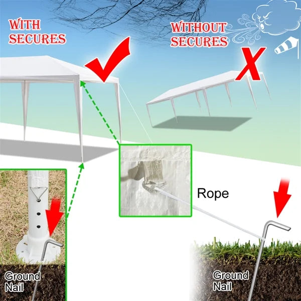 White 10' x 30' Canopy Tent with 7 Removable Sidewalls and Carry Bag P938706