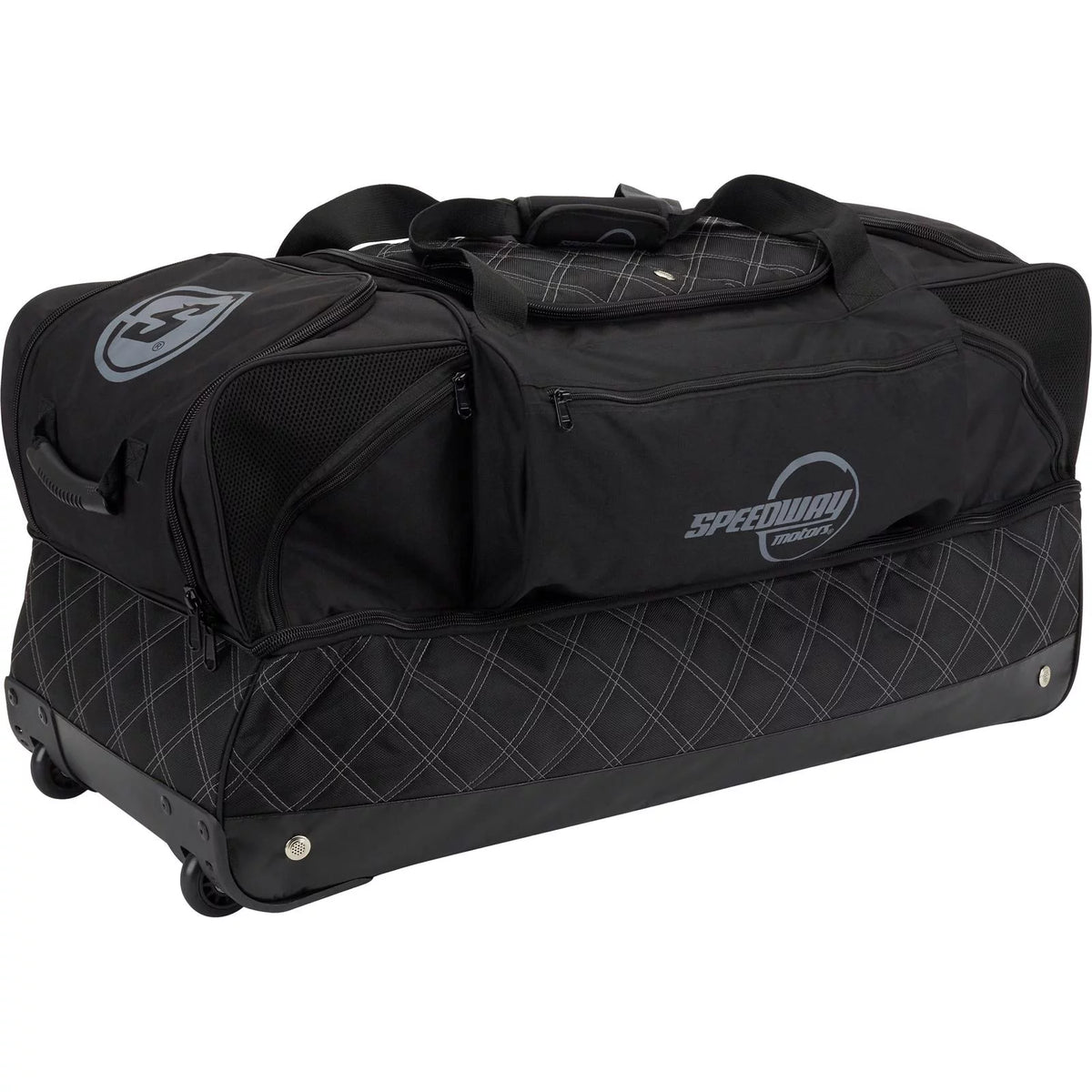 Large Multi-Compartment Nylon Travel Gear Bag with Wheels C54565
