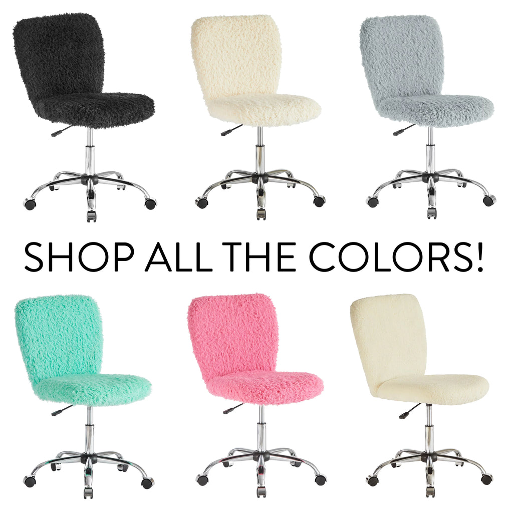Gray Faux Fur Swivel Office Chair E291