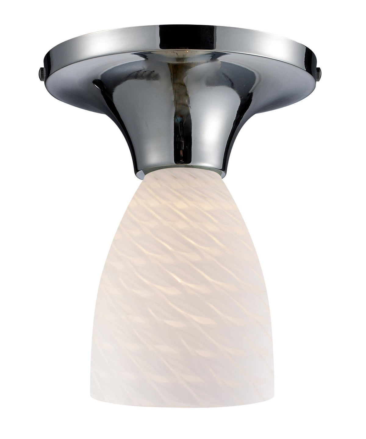 Polished Chrome and White Swirl Glass Semi Flush Light W3889