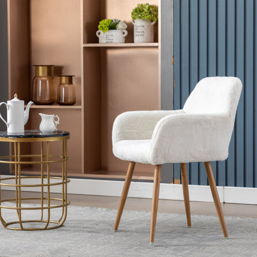 Faux Fur Dining Chairs with Solid Steel Leg H55365