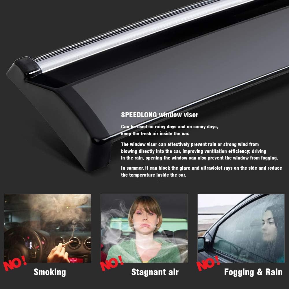 Car Window Visor Vent Shade Deflector Sun/Rain Guards for 2017-2021 Honda Civic Hatchback I2864