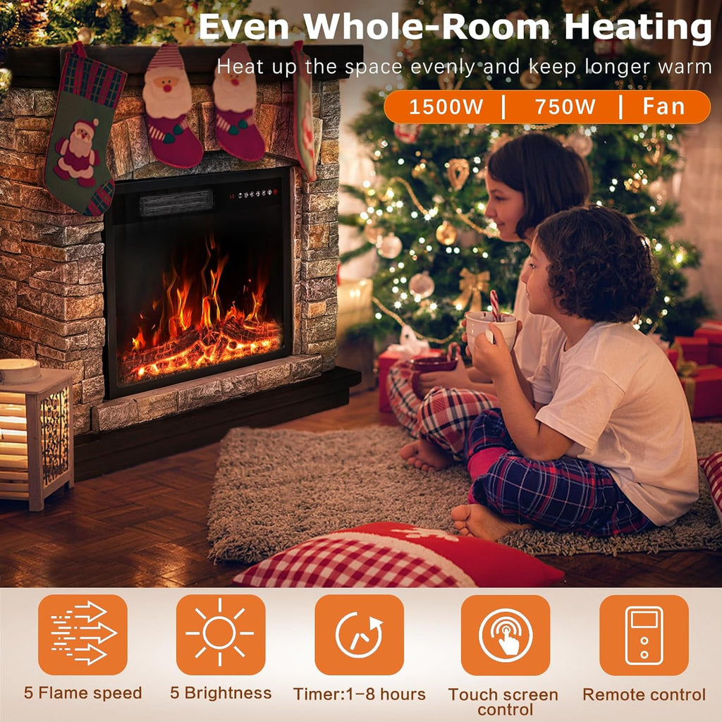 36 inch Freestanding Stone Electric Fireplace Heater TV Stand with Remote Control L313680