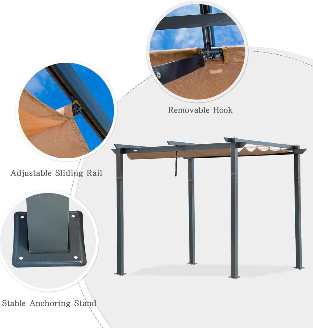 Aluminum Retractable Pergola with Natural Wood Looking Finish B3010